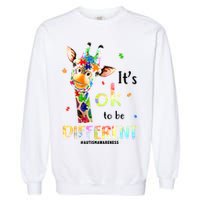 It's Ok To Be Different Autism Awareness Puzzle Giraffe Garment-Dyed Sweatshirt
