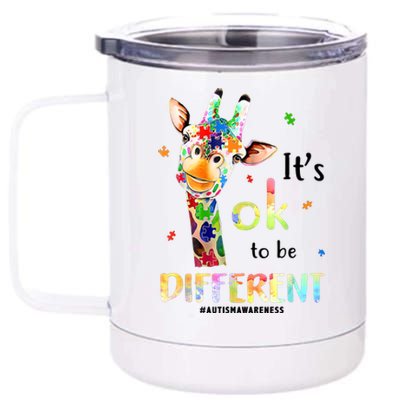 It's Ok To Be Different Autism Awareness Puzzle Giraffe 12 oz Stainless Steel Tumbler Cup