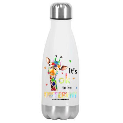 It's Ok To Be Different Autism Awareness Puzzle Giraffe Stainless Steel Insulated Water Bottle