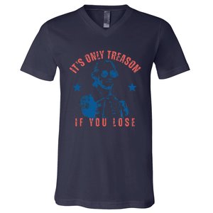 Its Only Treason If You Lose Washington American 4th Of July V-Neck T-Shirt