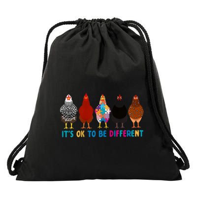 ItS Ok To Be Different Cute Chicken Autism Awareness Month Cool Gift Drawstring Bag