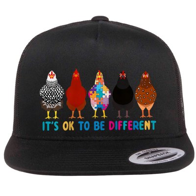 ItS Ok To Be Different Cute Chicken Autism Awareness Month Cool Gift Flatbill Hat