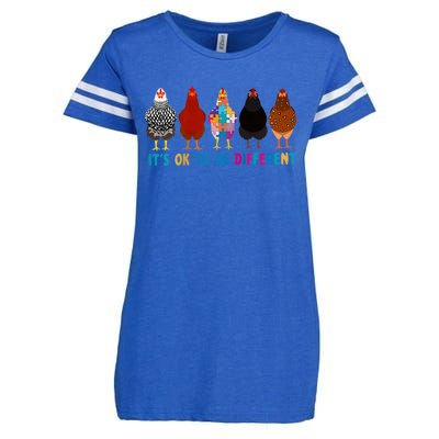 ItS Ok To Be Different Cute Chicken Autism Awareness Month Cool Gift Enza Ladies Jersey Football T-Shirt