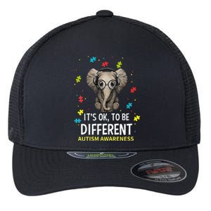 It's Ok To Be Different Autism Awareness Elephant Flexfit Unipanel Trucker Cap