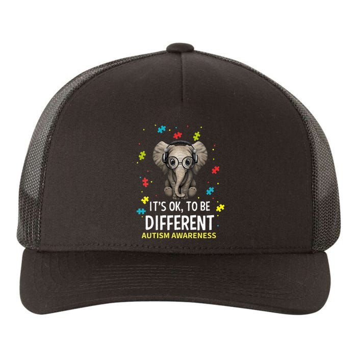 It's Ok To Be Different Autism Awareness Elephant Yupoong Adult 5-Panel Trucker Hat