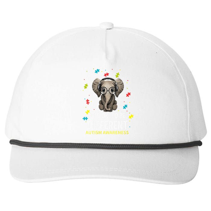 It's Ok To Be Different Autism Awareness Elephant Snapback Five-Panel Rope Hat