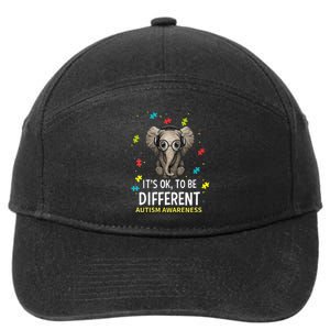 It's Ok To Be Different Autism Awareness Elephant 7-Panel Snapback Hat