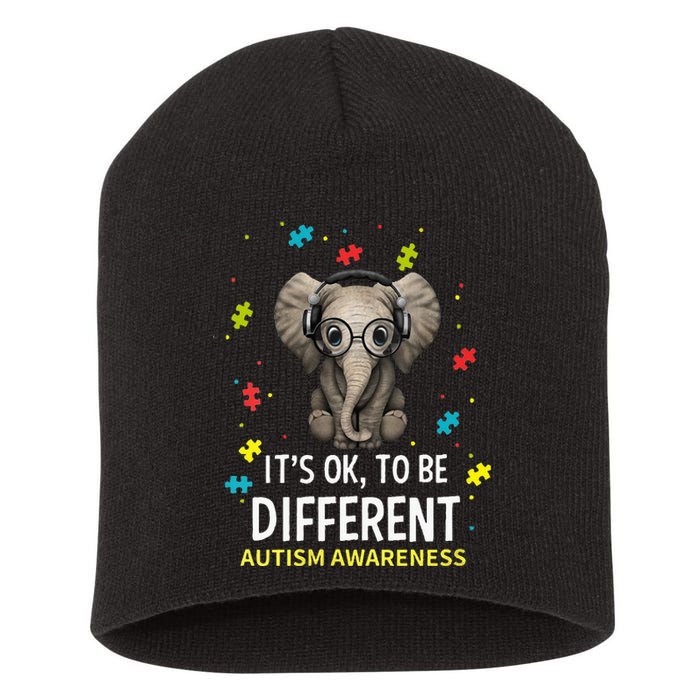 It's Ok To Be Different Autism Awareness Elephant Short Acrylic Beanie