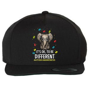 It's Ok To Be Different Autism Awareness Elephant Wool Snapback Cap