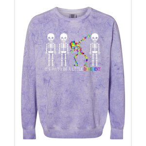 ItS Ok To Be A Little Different Autism Awareness Skeleton Gift Colorblast Crewneck Sweatshirt