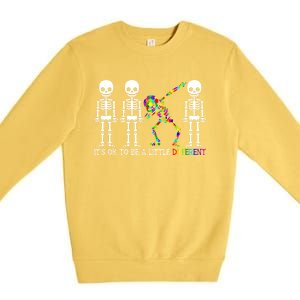 ItS Ok To Be A Little Different Autism Awareness Skeleton Gift Premium Crewneck Sweatshirt