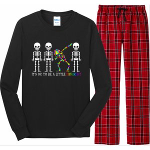 ItS Ok To Be A Little Different Autism Awareness Skeleton Gift Long Sleeve Pajama Set