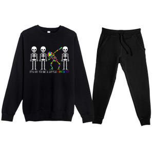 ItS Ok To Be A Little Different Autism Awareness Skeleton Gift Premium Crewneck Sweatsuit Set