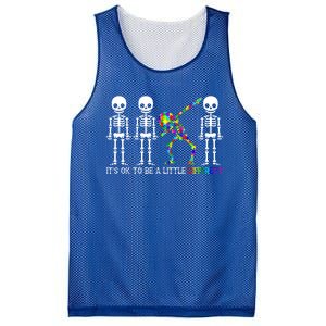 ItS Ok To Be A Little Different Autism Awareness Skeleton Gift Mesh Reversible Basketball Jersey Tank