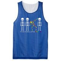 ItS Ok To Be A Little Different Autism Awareness Skeleton Gift Mesh Reversible Basketball Jersey Tank