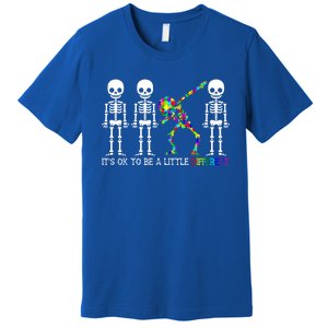 ItS Ok To Be A Little Different Autism Awareness Skeleton Gift Premium T-Shirt