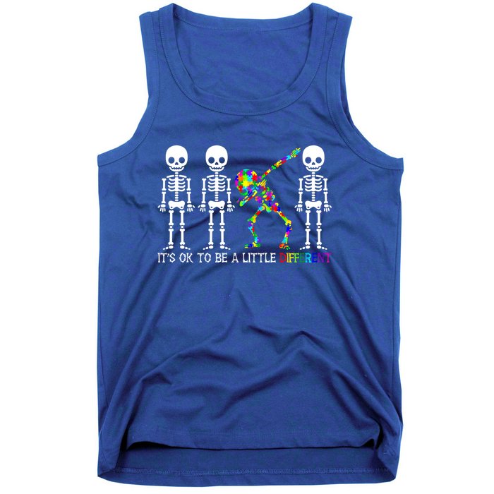 ItS Ok To Be A Little Different Autism Awareness Skeleton Gift Tank Top