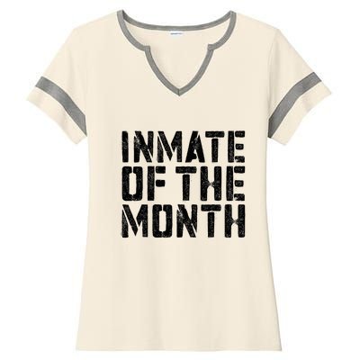 Inmate Of The Month Prisoner Costume Ladies Halftime Notch Neck Tee