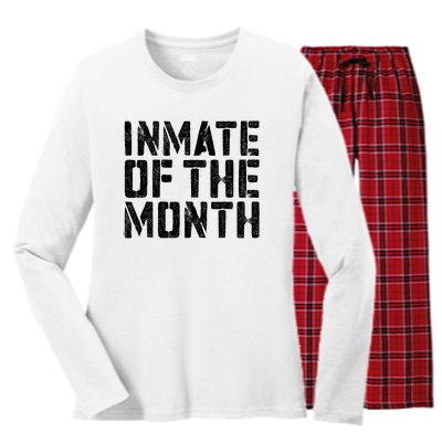 Inmate Of The Month Prisoner Costume Women's Long Sleeve Flannel Pajama Set 