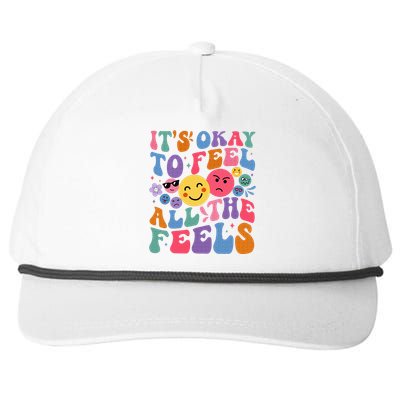 It's Ok To Feel All The Feels Emotions Mental Health Snapback Five-Panel Rope Hat