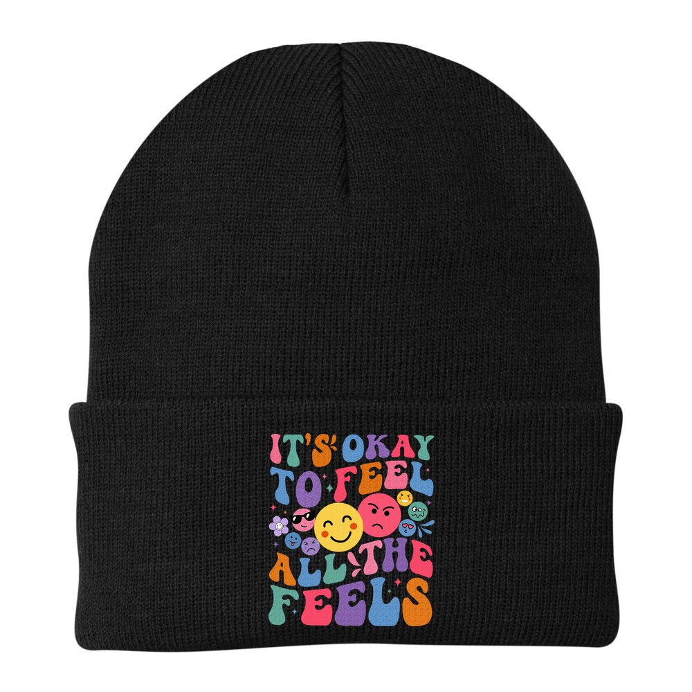 It's Ok To Feel All The Feels Emotions Mental Health Beanie