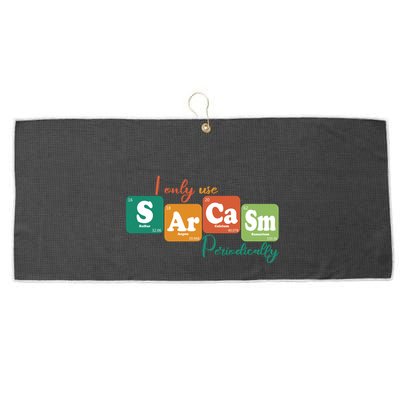 I Only Use Sarcasm Periodically Funny Sarcastic Periodic Table Of The Elements Large Microfiber Waffle Golf Towel