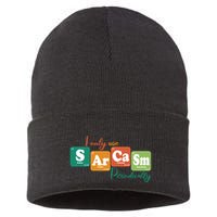 I Only Use Sarcasm Periodically Funny Sarcastic Periodic Table Of The Elements Sustainable Knit Beanie