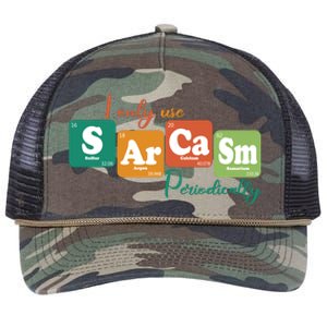 I Only Use Sarcasm Periodically Funny Sarcastic Periodic Table Of The Elements Retro Rope Trucker Hat Cap