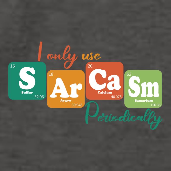 I Only Use Sarcasm Periodically Funny Sarcastic Periodic Table Of The Elements Vector Backpack