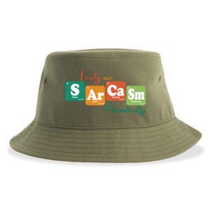 I Only Use Sarcasm Periodically Funny Sarcastic Periodic Table Of The Elements Sustainable Bucket Hat