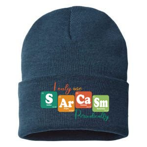 I Only Use Sarcasm Periodically Funny Sarcastic Periodic Table Of The Elements Sustainable Knit Beanie