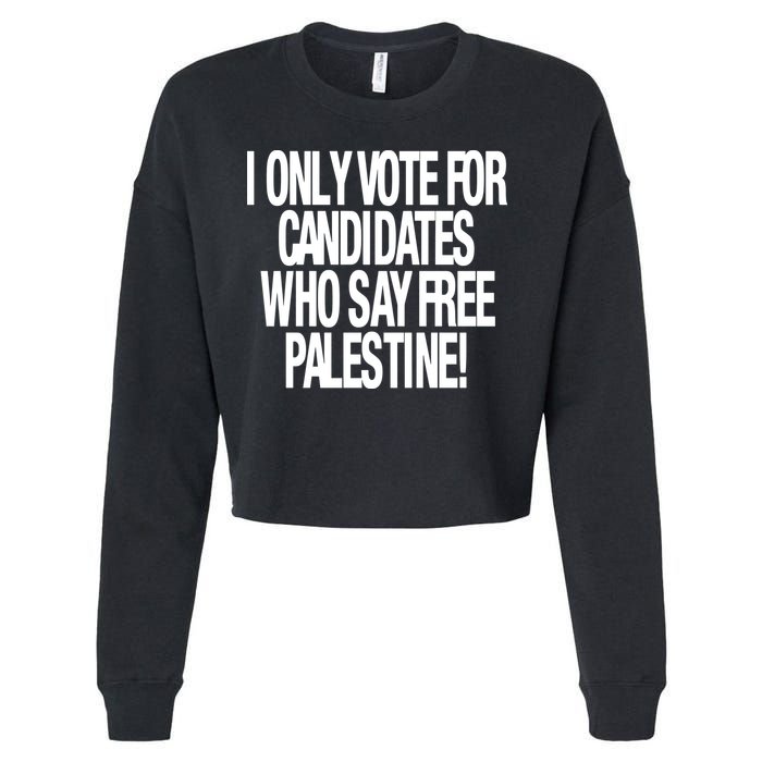 I Only Vote For Candidates Who Say Free Palestine Cropped Pullover Crew