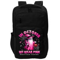 In October We Wear P.I.N.K Ghost Witch Breast Cancer Awareness Impact Tech Backpack