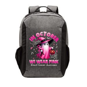 In October We Wear P.I.N.K Ghost Witch Breast Cancer Awareness Vector Backpack