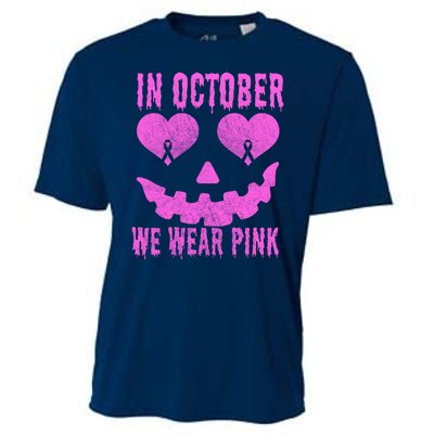 In October We Wear Pink Breast Cancer Pink Jackolantern Halloween Cooling Performance Crew T-Shirt