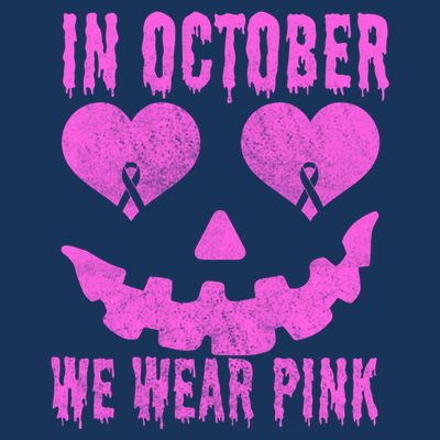 In October We Wear Pink Breast Cancer Pink Jackolantern Halloween T-Shirt