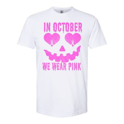 In October We Wear Pink Breast Cancer Pink Jackolantern Halloween Softstyle® CVC T-Shirt