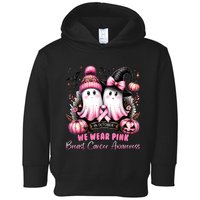 In October We Wear Ghost Witch Breast Cancer Awareness Toddler Hoodie