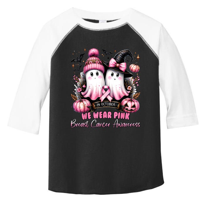 In October We Wear Ghost Witch Breast Cancer Awareness Toddler Fine Jersey T-Shirt