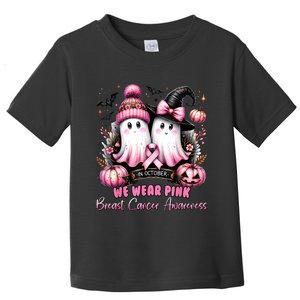 In October We Wear Ghost Witch Breast Cancer Awareness Toddler T-Shirt