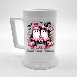 In October We Wear Ghost Witch Breast Cancer Awareness Beer Stein