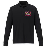 In October We Wear Pink Flamingos Breast Cancer Halloween Performance Long Sleeve Polo