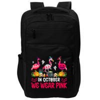 In October We Wear Pink Flamingos Breast Cancer Halloween Impact Tech Backpack