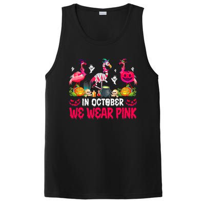 In October We Wear Pink Flamingos Breast Cancer Halloween PosiCharge Competitor Tank