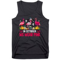 In October We Wear Pink Flamingos Breast Cancer Halloween Tank Top