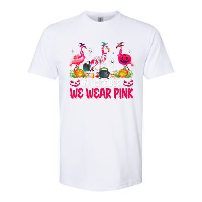 In October We Wear Pink Flamingos Breast Cancer Halloween Softstyle CVC T-Shirt