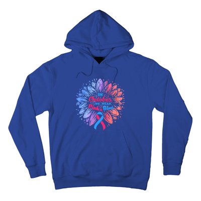 In October We Wear Pink And Blue Ribbon Support Breast Cancer Cute Gift Hoodie