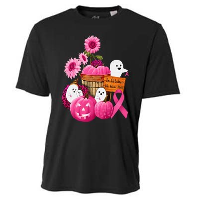 In October We Wear Pink Ghosts & Pumpkins For Breast Cancer Cooling Performance Crew T-Shirt