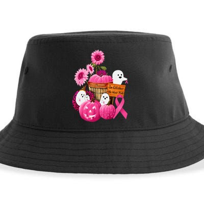 In October We Wear Pink Ghosts & Pumpkins For Breast Cancer Sustainable Bucket Hat