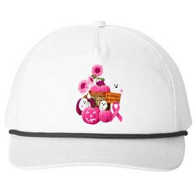 In October We Wear Pink Ghosts & Pumpkins For Breast Cancer Snapback Five-Panel Rope Hat